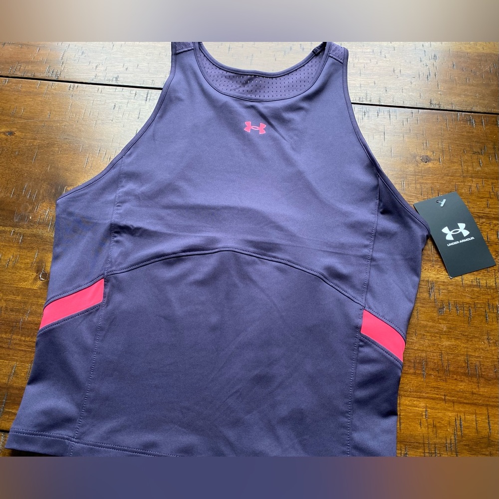 •NWT•Under Armour Women’s Armor Mesh Fitted Tank Top- Tux Purple/Pink Shock - Picture 4 of 13